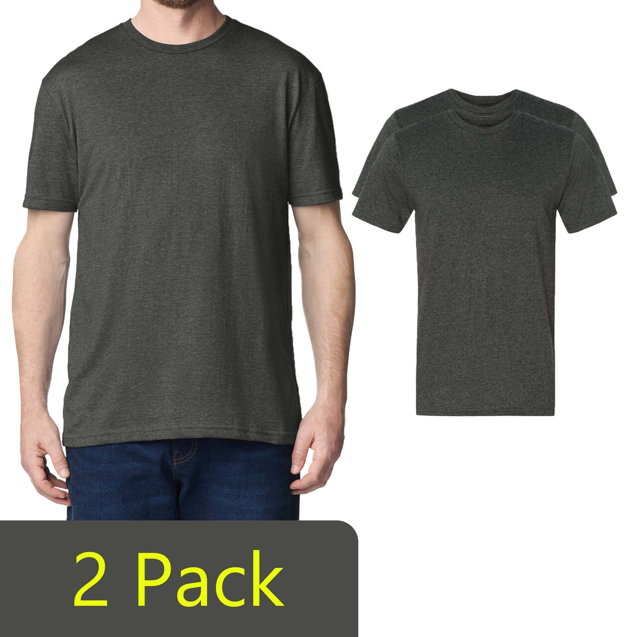 Gildan Unisex Softstyle Lightweight Short Sleeve T-Shirt, Heather Dark Grey Crewneck Tee